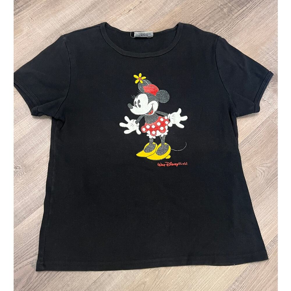 Vtg Disney World Sparkly Minnie Banded T-shirt